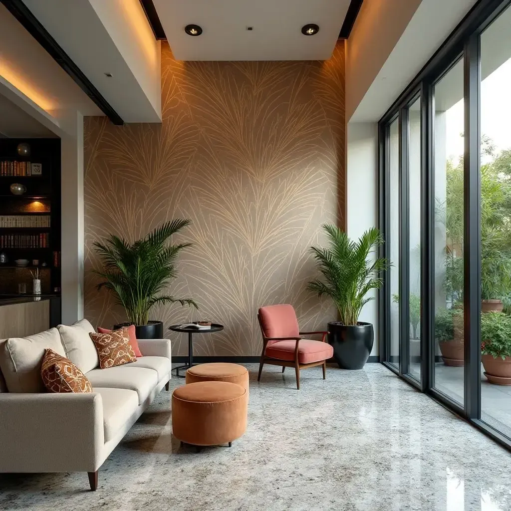 Modern wallpaper feature wall